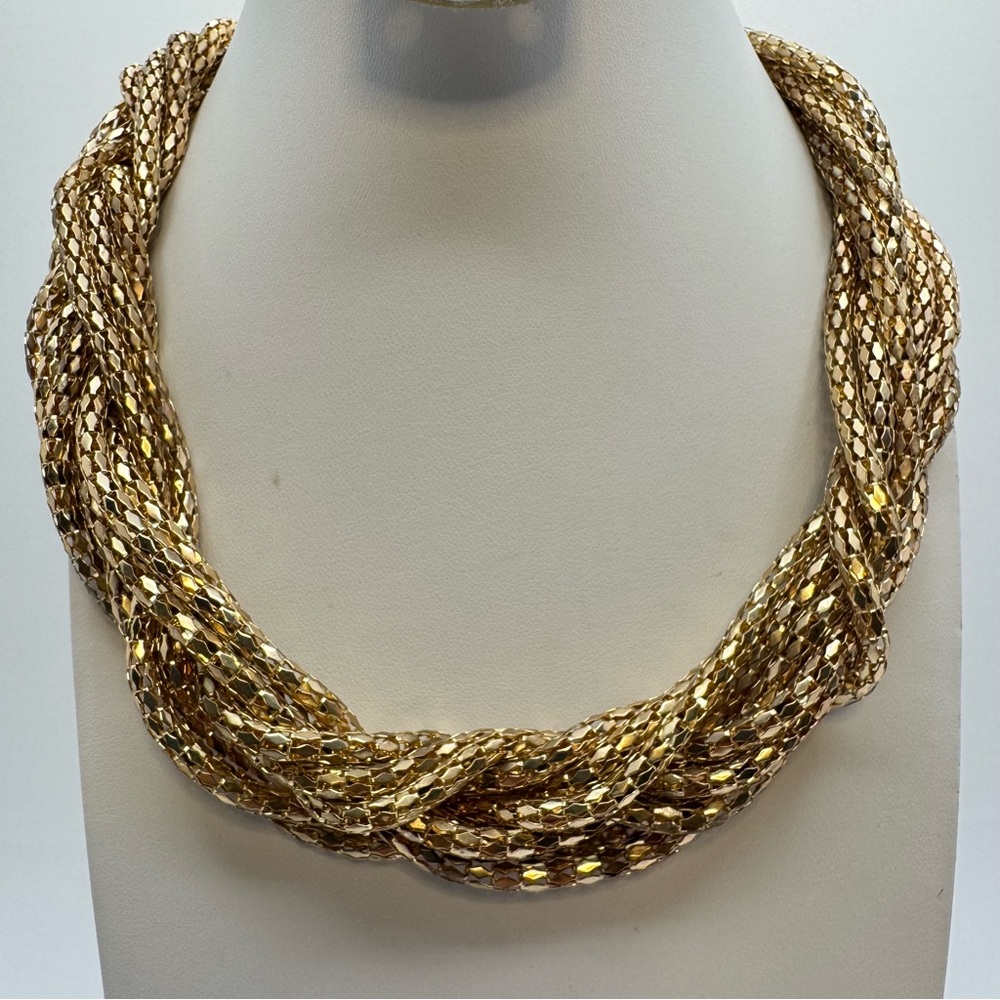 NY Collection Gold Tone Multi Strand Chain Statement Necklace 19–21” Chunky